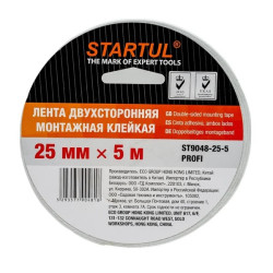 Лента двухсторонняя монтажная клейк. 25ммх5м STARTUL PROFI (ST9048-25-5)