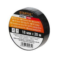 Изолента ПВХ 18ммх20м черная STARTUL PROFI (ST9046-1)
