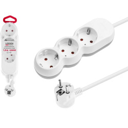 Удлинитель 1,5м (3 роз., 2,2кВт, с/з, ПВС 3х0,75) LEIDEN ELECTRIC