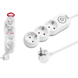 Удлинитель 5м (3 роз., 3,5кВт, с/з, выкл, ПВС 3х1,5) LEIDEN ELECTRIC