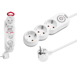 Удлинитель 3м (3 роз., 2,2кВт, с/з, выкл, ПВС 3х0,75) LEIDEN ELECTRIC