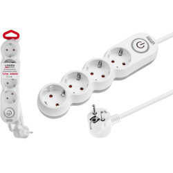 Удлинитель 1,5м (4 роз., 2,2кВт, с/з, выкл, ПВС 3х0,75) LEIDEN ELECTRIC