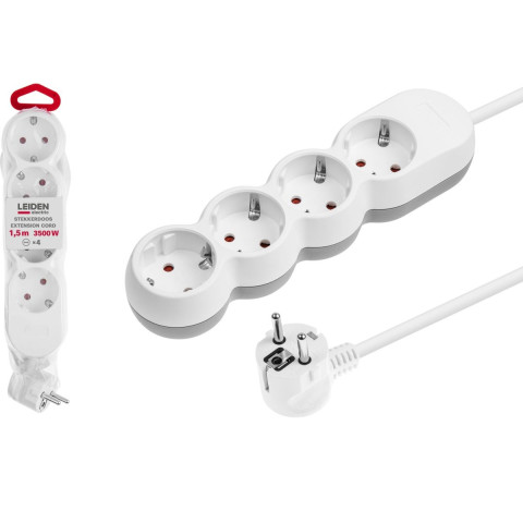 Удлинитель 1,5м (4 роз., 3,5кВт, с/з, ПВС 3х1,5) LEIDEN ELECTRIC - изображение 1