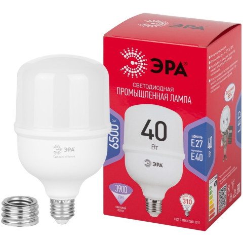 Лампа светодиодная ЭРА GREEN LINE LED POWER T80-40W-865-E27/E40 GL 40Вт колокол холодный свет - изображение 2