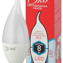 Лампа светодиодная ЭРА ECO LED BXS-8W-840-E14 свеча на ветру