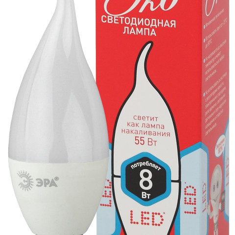 Лампа светодиодная ЭРА ECO LED BXS-8W-840-E14 свеча на ветру - изображение 1